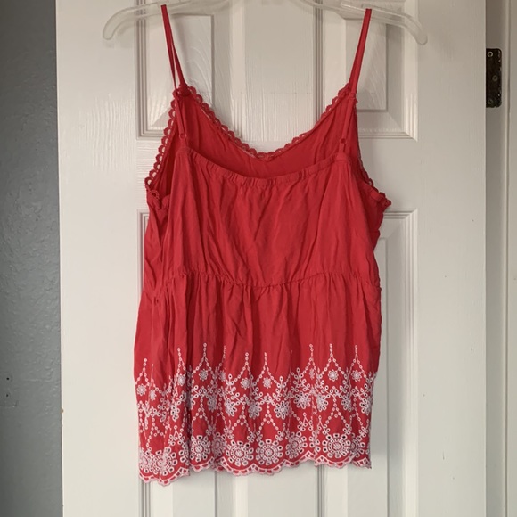 Maurices coral embroidered peplum top. Sz L - Picture 10 of 10